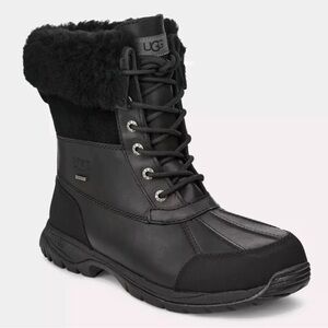UGG BUTTE Black Waterproof Leather Winter Snow Boots S/N 5521